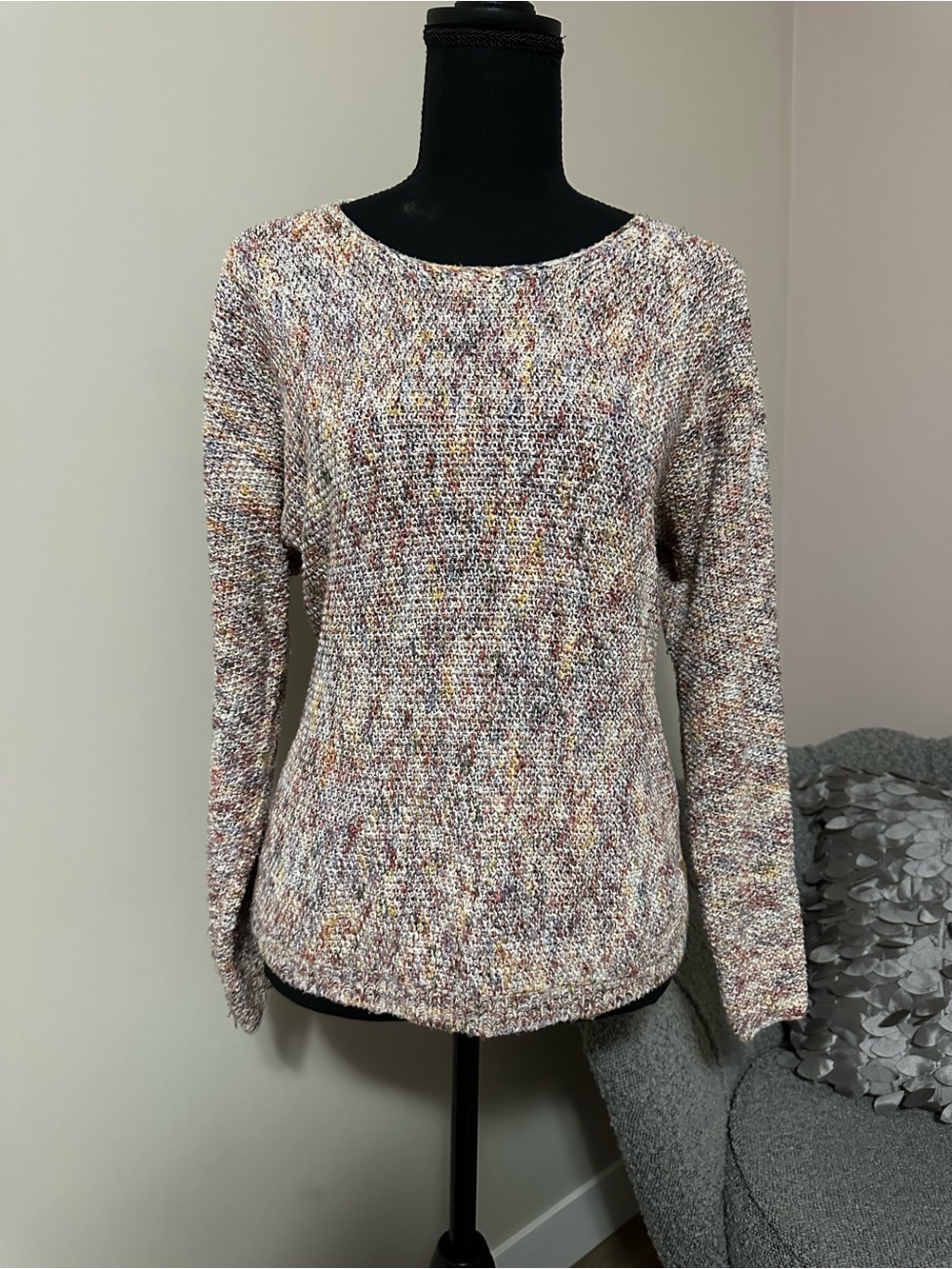 Roots Multicolor Speckled Crewneck Sweater - Cream, Pink, Brown, Yellow